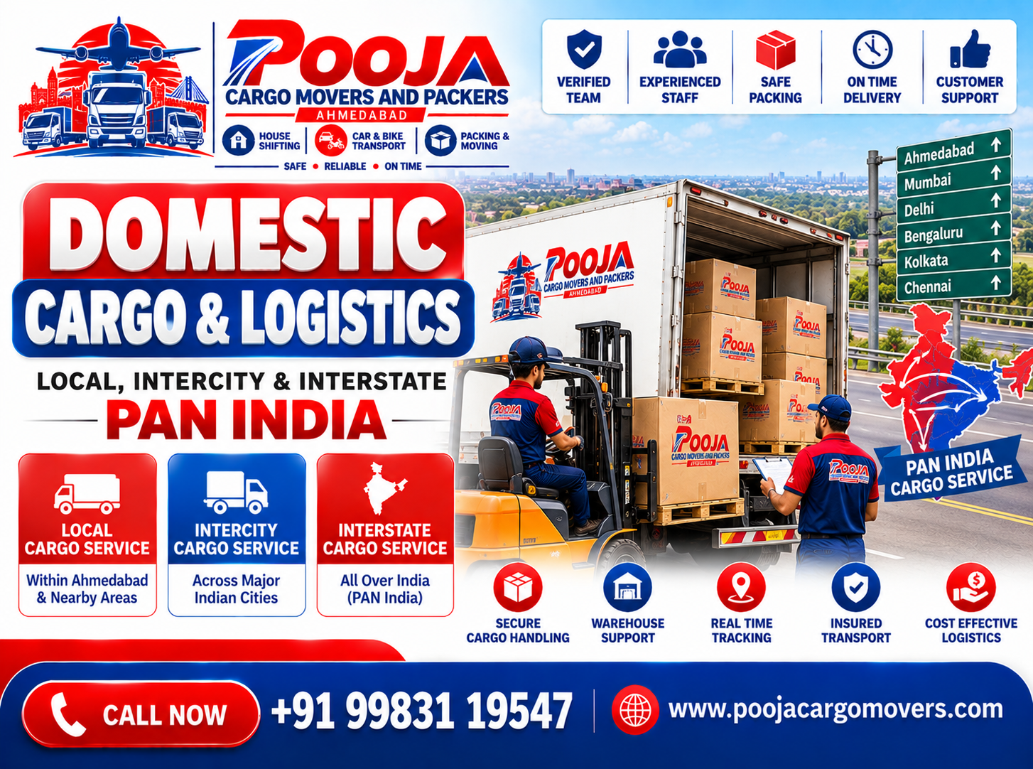 Domestic Cargo & Logistics by Pooja Cargo Movers and Packers Ahmedabad