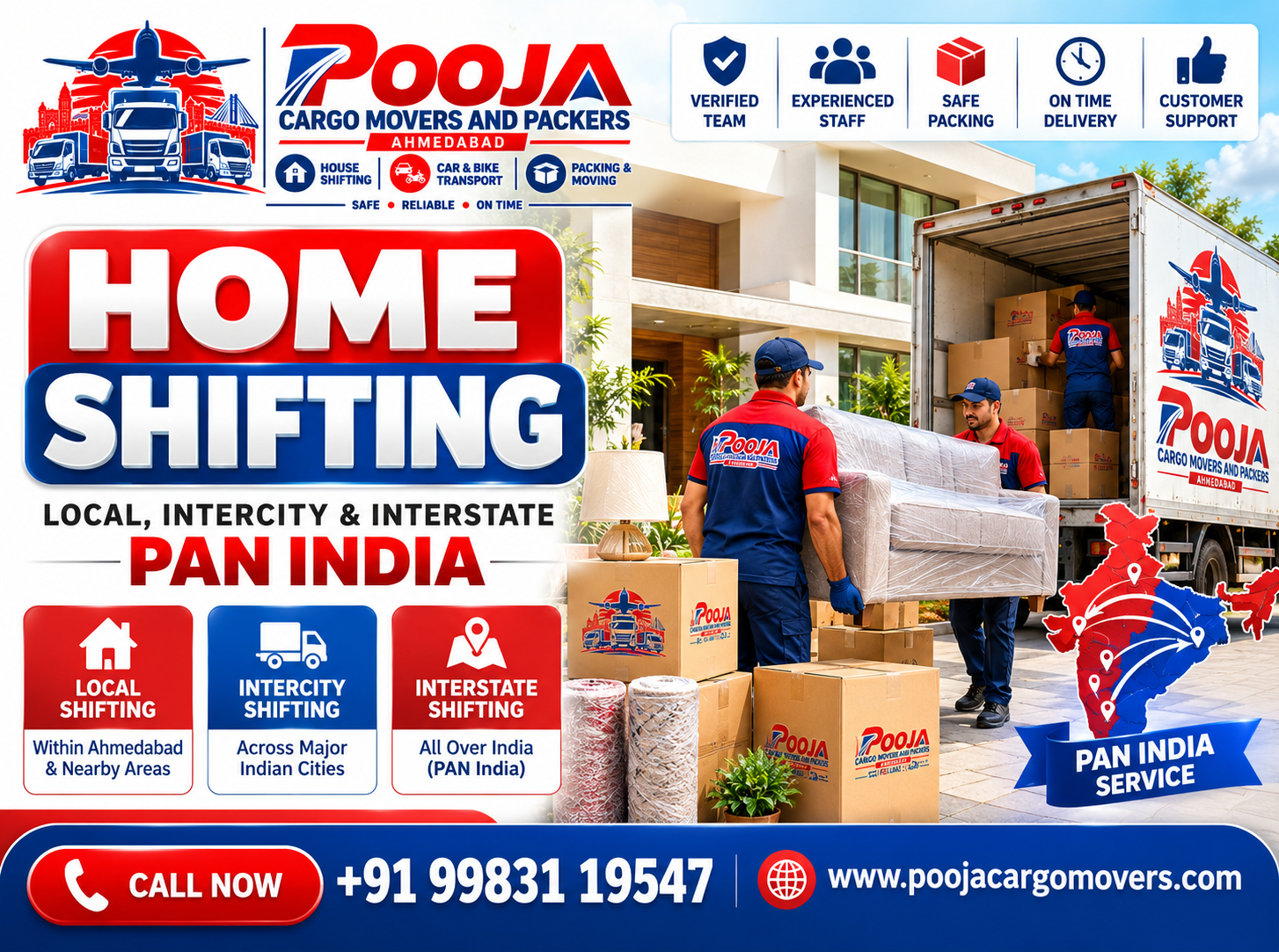 Home Shifting by Pooja Cargo Movers and Packers Ahmedabad
